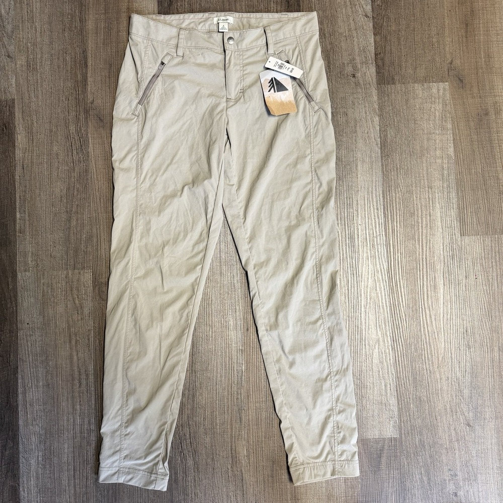 NWT LL Bean Womens Cresta Trail Pants Slim Leg Size 4 Reg‎ Khaki NEW